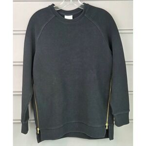 Varley Manning Sweatshirt Black Ribbed Gold Side Zip Pullover Small